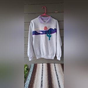 Vintage Sedona Stitchery Sweatshirt Size L Dessert Western Collard